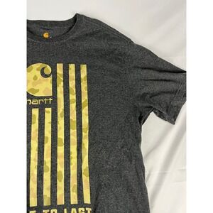 Carhartt‎ Men Relaxed Fit Gray Camo Flag T Shirt XL Built to Last